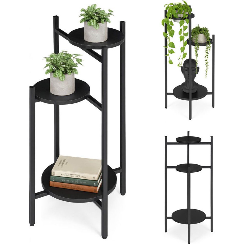 Modernhome Standing Plant Stand for Flowers Decorations 3 Levels Black ModernHome