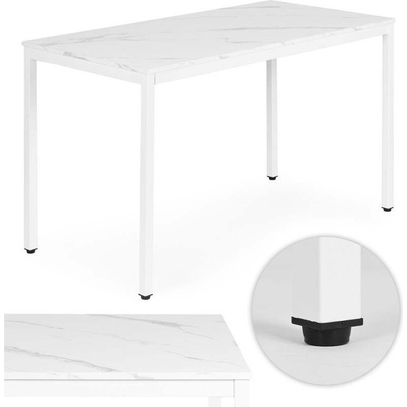 Modernhome Table for Kitchen Dining Room for 4-5 People Computer Desk 120x60 cm White Marble ModernHome