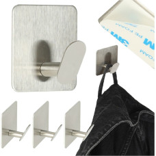 Pašlīmējoši vannas istabas sienas āķīši sudraba krāsā, 4 gabali