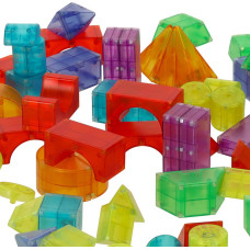 3D celtniecības magnētiskie ķieģeļi ar LED spīdēšanu 134 el.