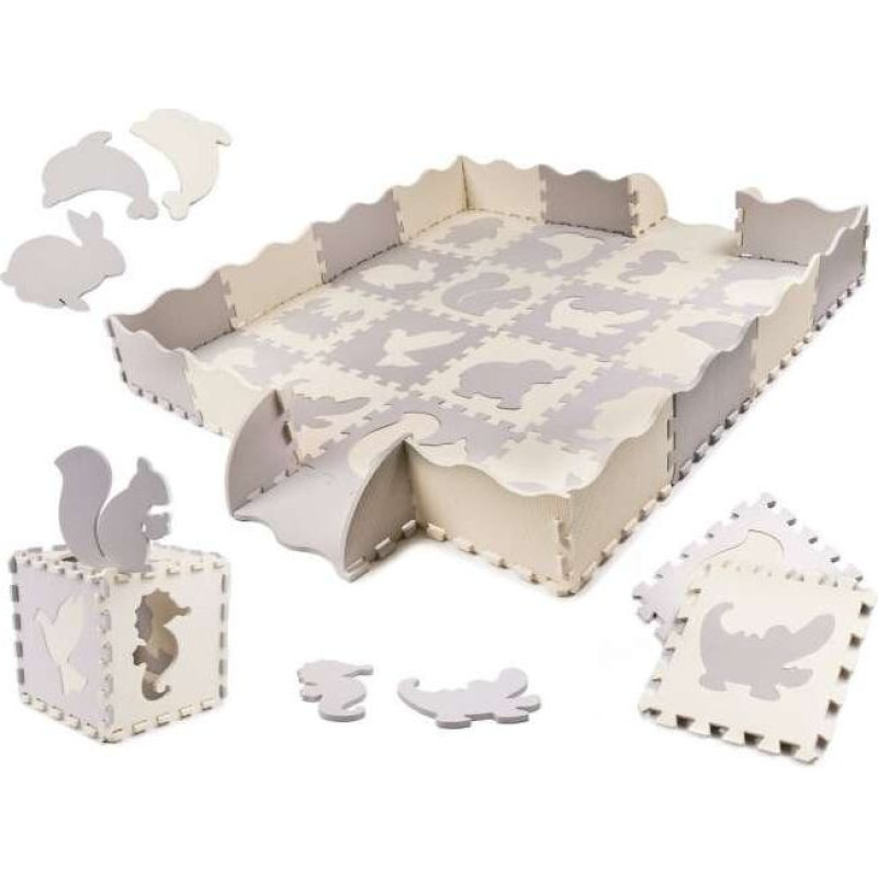 Spēļu paklājs, putu puzle bērniem,krēms / pelēks