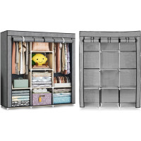 Modernhome Textile wardrobe - a large fabric wardrobe with shelves for clothes and shoes