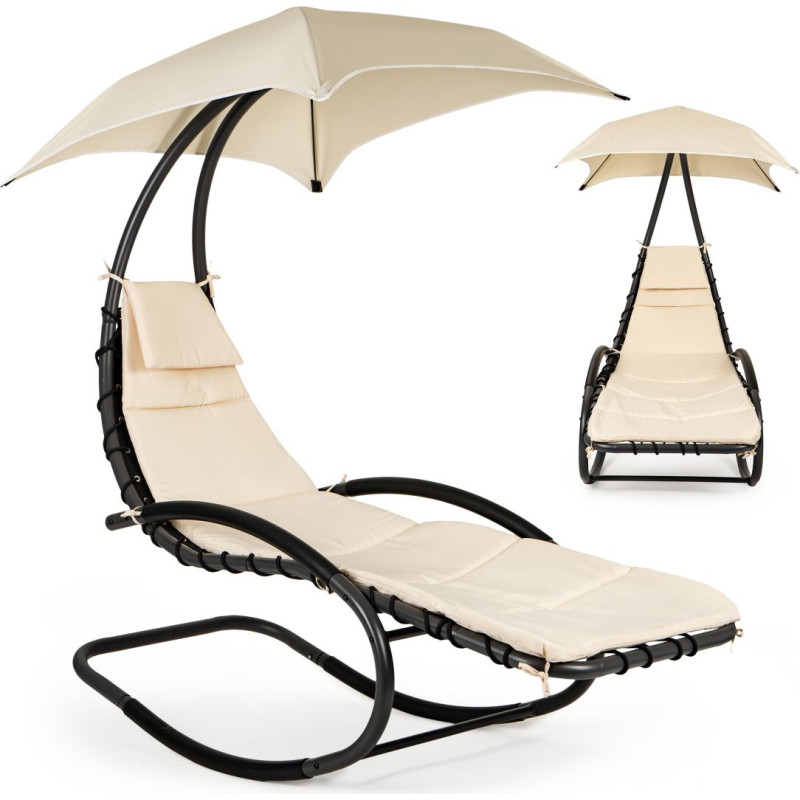 Modernhome Garden armchair, deckchair, garden rocking lounger, hammock, beige