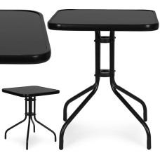 Multigarden Stolik ogrodowy kwadratowy 60 cm szkło hartowane st&oacute;ł na ogr&oacute;d taras balkon czarny MultiGarden