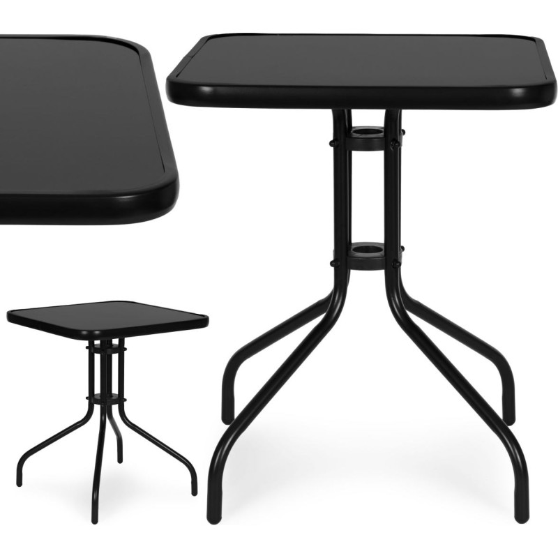 Multigarden Stolik ogrodowy kwadratowy 60 cm szkło hartowane st&oacute;ł na ogr&oacute;d taras balkon czarny MultiGarden