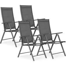 Multigarden Set of 4 folding garden chairs, steel, adjustable backrest, gray, MultiGarden