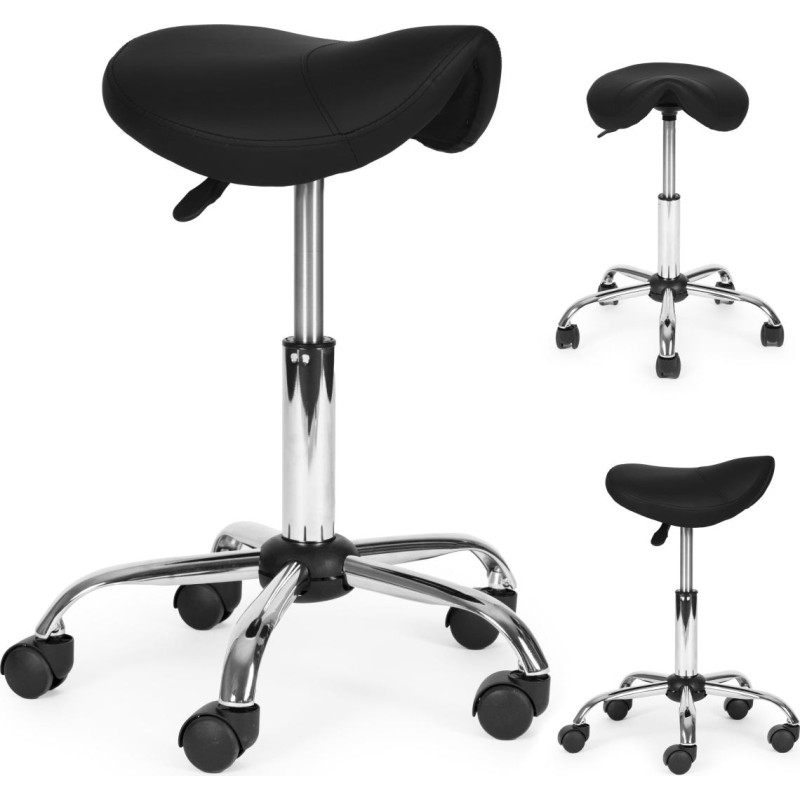 Modernhome Swivel Saddle Stool Cosmetic Medical Adjustable Chair Black ModernHome