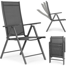 Multigarden Foldable Steel Garden Chair with Adjustable Backrest, Gray, MultiGarden