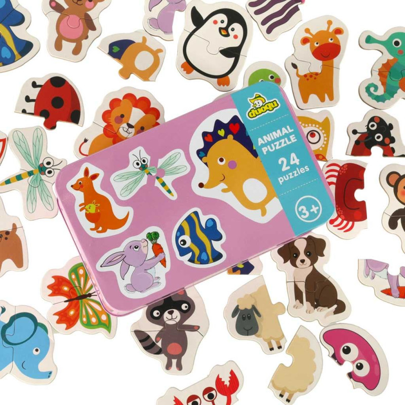 Puzles kārbā dzīvnieki 24 puzles