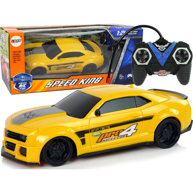 Lean toys RC sporta automobilis 1:24 sacīkšu dzeltens