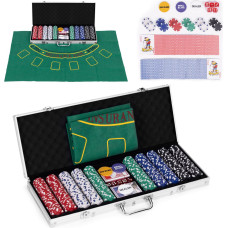 Multistore Poker and Blackjack Set &ndash; 500 Chips, 2 Decks of Cards, Dice, Playing Mat, Lockable Case