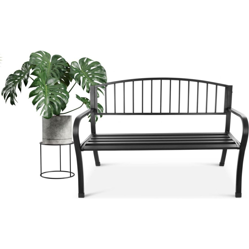 Longwell Industrial Ltd Garden bench with backrest, park bench for terrace and balcony, metal construction