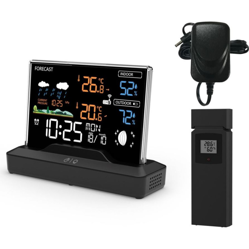 Longwell Industrial Ltd Backlit weather station with LCD display, wireless, with outdoor sensor, thermometer, barometer, clock