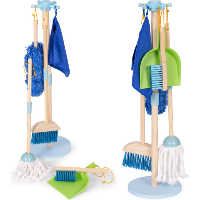 Ecotoys Wooden Cleaning Set for Children Mop Broom with Dustpan 7 Pieces ECOTOYS