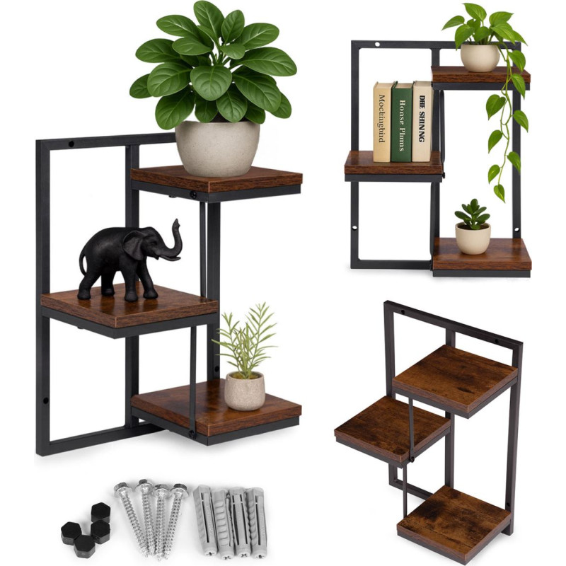 Modernhome Wall Plant Stand Hanging Shelf for Flowers Decorations 3 Levels Loft ModernHome