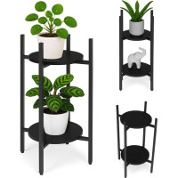 Modernhome Standing Plant Stand for Flowers Decorations 2 Levels Black ModernHome