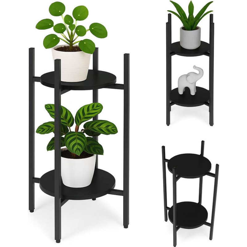 Modernhome Standing Plant Stand for Flowers Decorations 2 Levels Black ModernHome