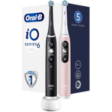 Oral B iO6 Series Duo Pack Black/Pink Sand Extra Handle Toothbrush ( 2 ks ) - Elektrick&yacute; zubn&iacute; kart&aacute;ček