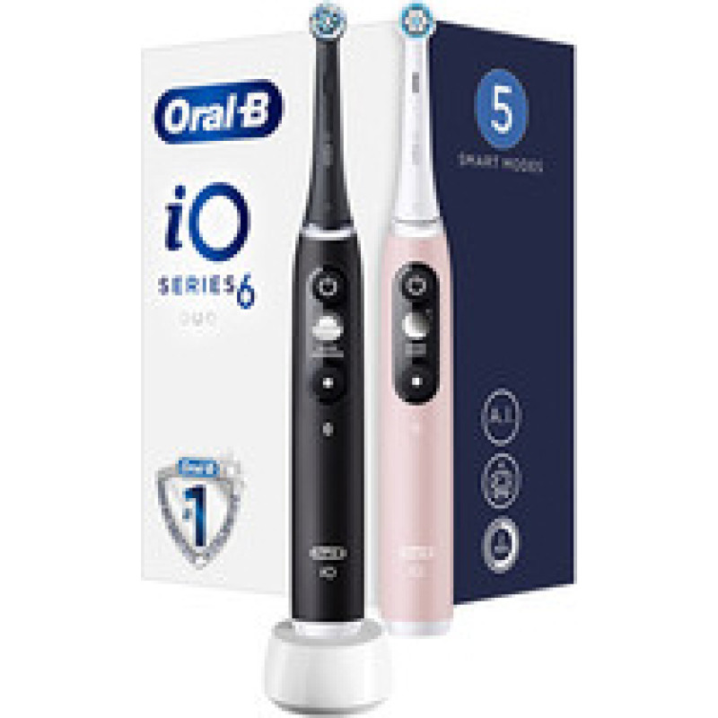 Oral B iO6 Series Duo Pack Black/Pink Sand Extra Handle Toothbrush ( 2 ks ) - Elektrick&yacute; zubn&iacute; kart&aacute;ček
