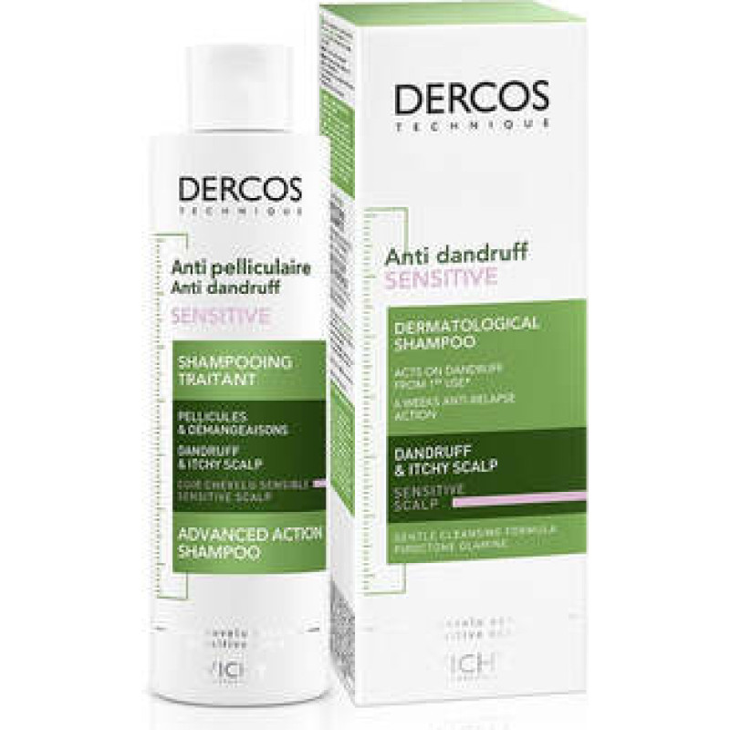 Vichy Dercos Anti-Dandruff Sensitive Treatment Shampoo - Sulfate-dandruff shampoo for sensitive skin