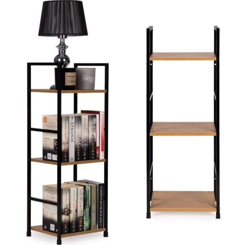 Modernhome Mūsdienīgs koka grāmatu skapis, metāla rāmis LOFT, 3 plaukti