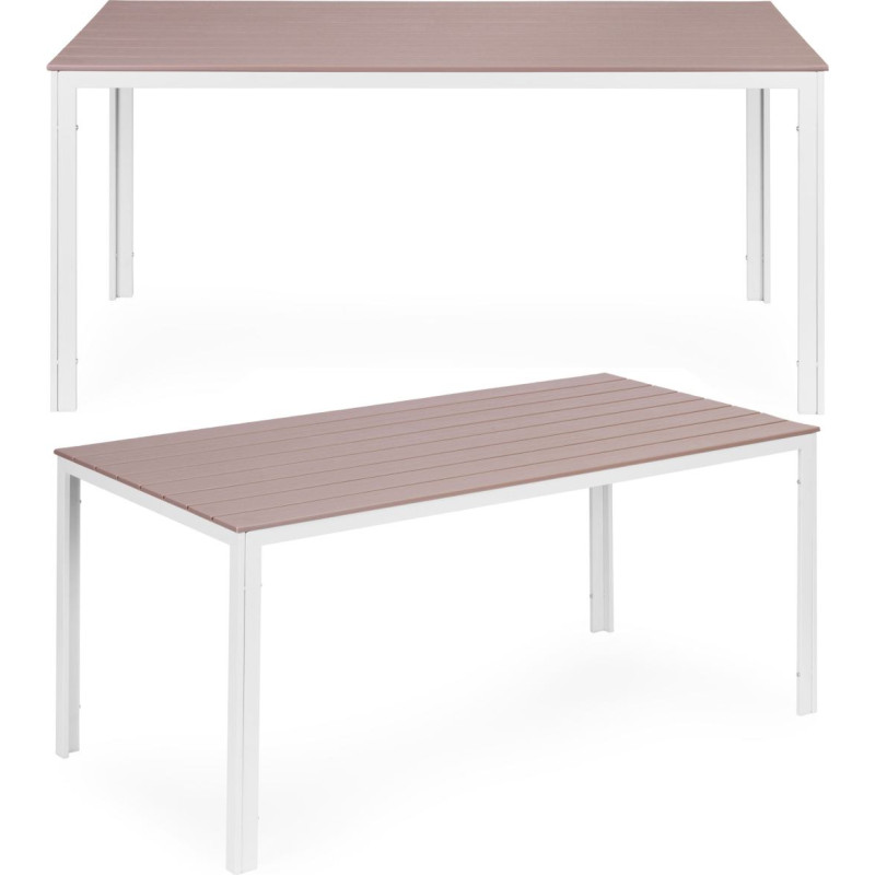 Multigarden 6-person garden table 156x78 cm polywood furniture for terrace beige white MultiGarden