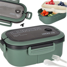 Pusdienu kaste brokastu kaste ar nodalījumiem sadalīta 1200ml zaļa