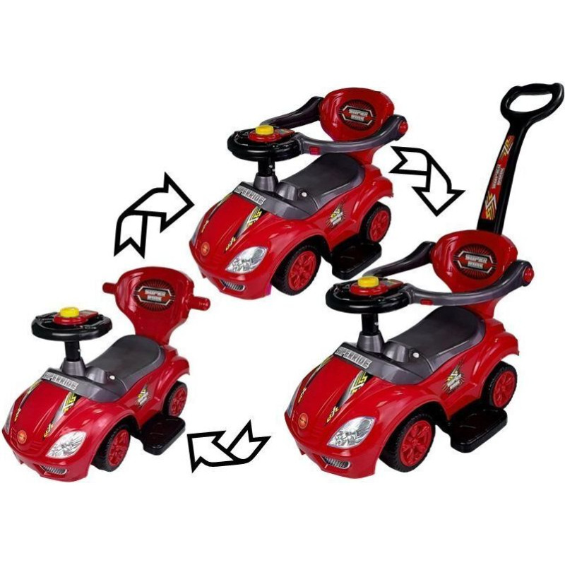 Stumjamā mašīna Mega Car 3in1, sarkana