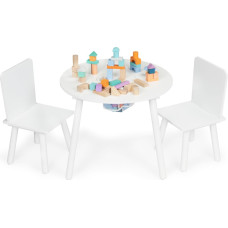 Ecotoys White Kids table with two chairs children's furniture Ecotoys set