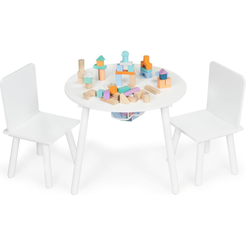 Ecotoys White Kids table with two chairs children's furniture Ecotoys set