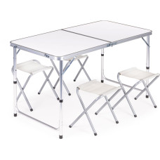 Multigarden Camping Table Set &ndash; Folding Table with 4 Chairs White MultiGarden