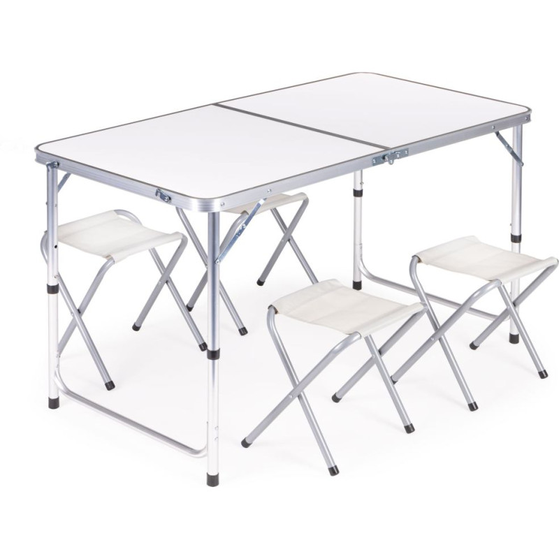 Multigarden Camping Table Set &ndash; Folding Table with 4 Chairs White MultiGarden