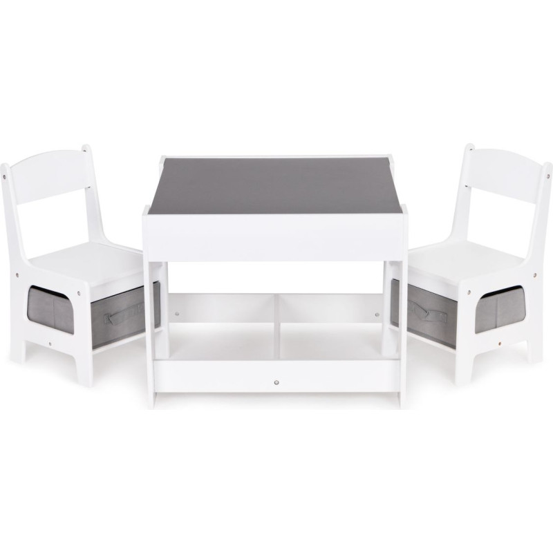 Ecotoys Wooden Children&rsquo;s Furniture Set Table with Chalkboard + 2 Chairs ECOTOYS