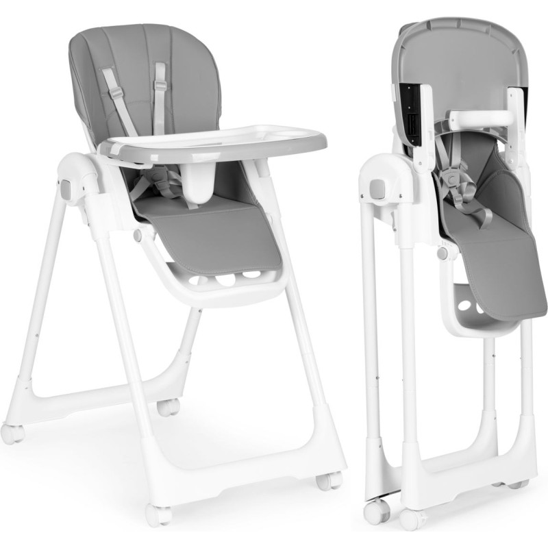 Ecotoys High Chair for Feeding Adjustable Height Eco Leather Straps Double Tray ECOTOYS