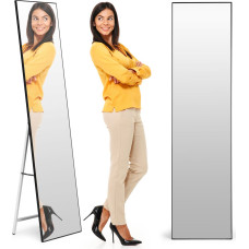 Modernhome Large standing mirror 159 cm, aluminum, black frame, ModernHome