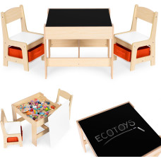 Ecotoys Children&rsquo;s Furniture Set &ndash; Table + 2 Chairs with Chalkboard ECOTOYS