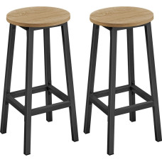 Leobert Round Bar Stool Set of 2 &ndash; 65 cm Kitchen High Chair with Footrest