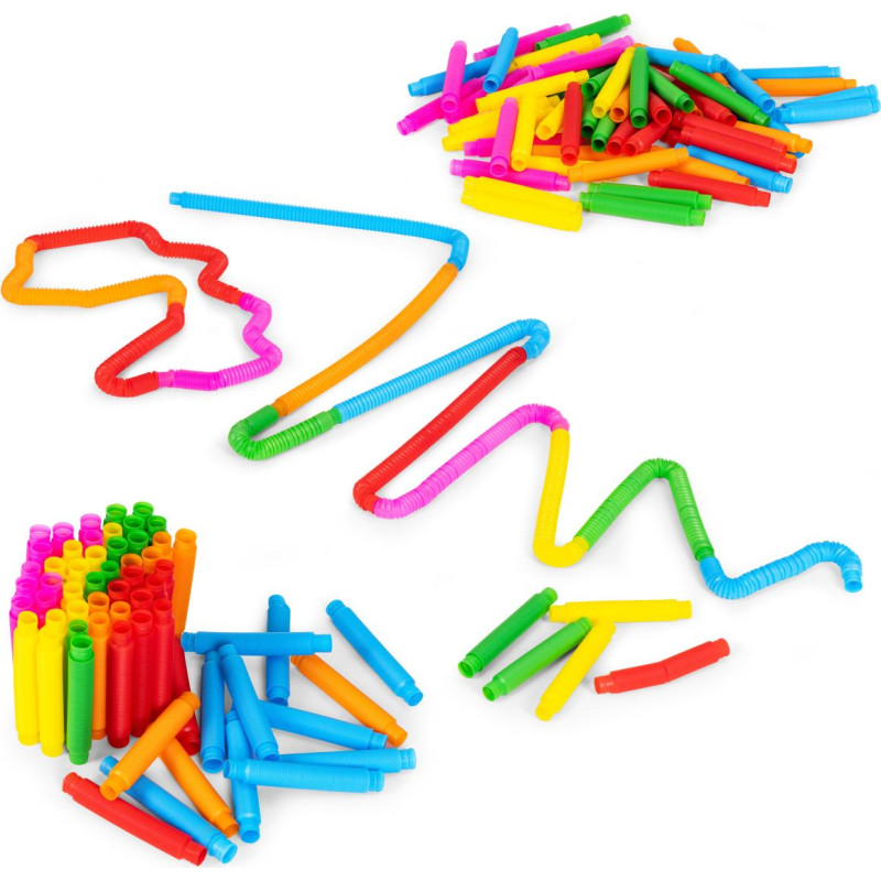 Multistore Colorful Sensory Pop Tubes for Children Anti-Stress Connecting Pipes 60 Pieces