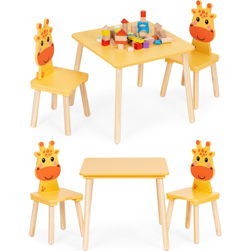 Ecotoys Kids Furniture Set Table + 2 Chairs Giraffe ECOTOYS