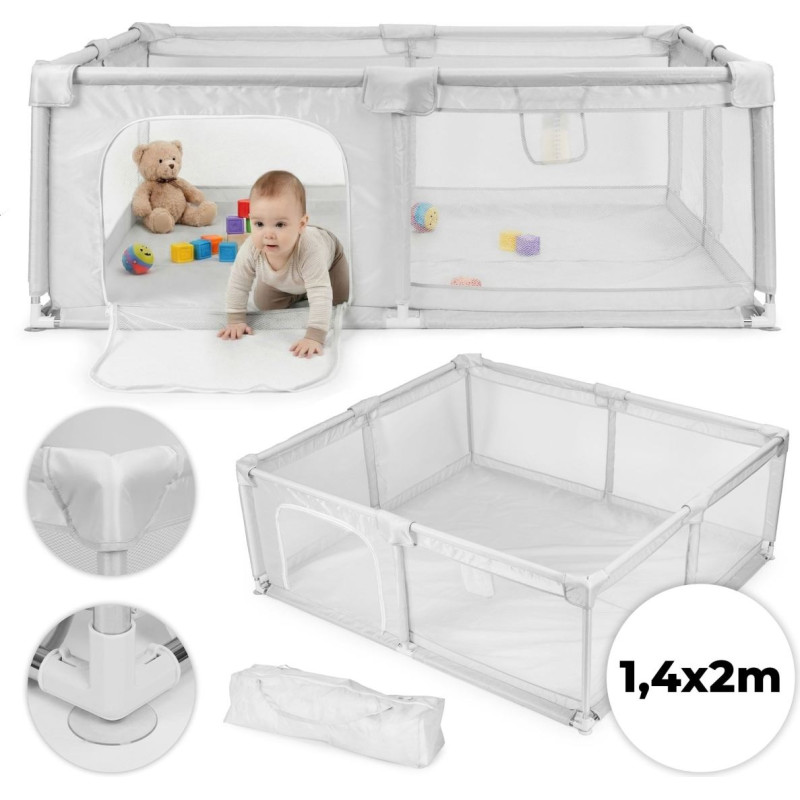 Ecotoys Baby Playpen 140x200 cm Dry Ball Pit Play Area Grey with Carry Bag ECOTOYS