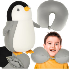 Ceļojumu spilvens 2in1 kakla rokturis automašīnai lidmašīnai pingvīns talismans