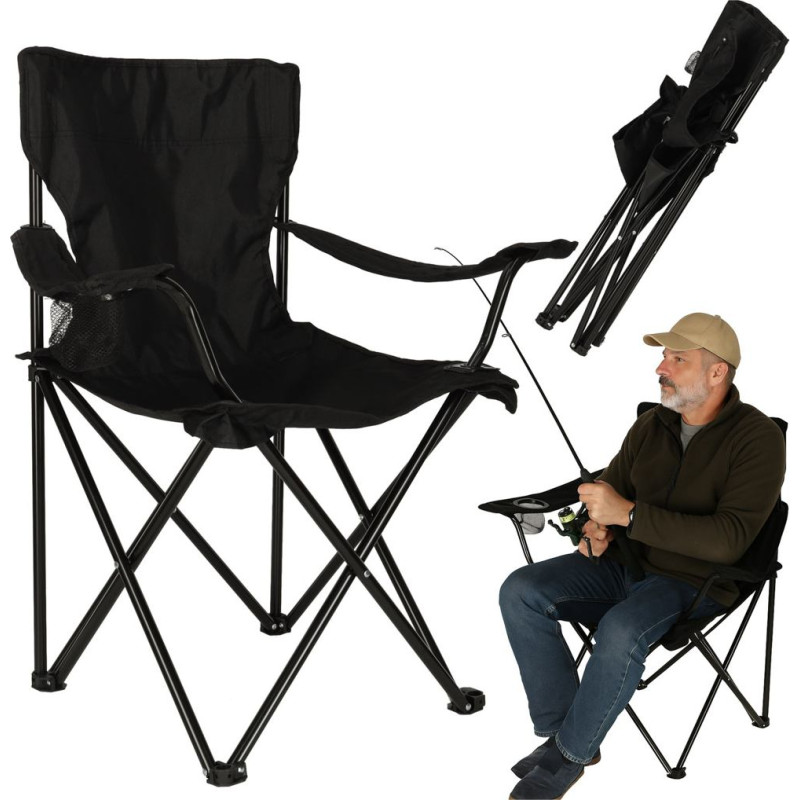LUARO pludmales saliekamais zvejas krēsls melns