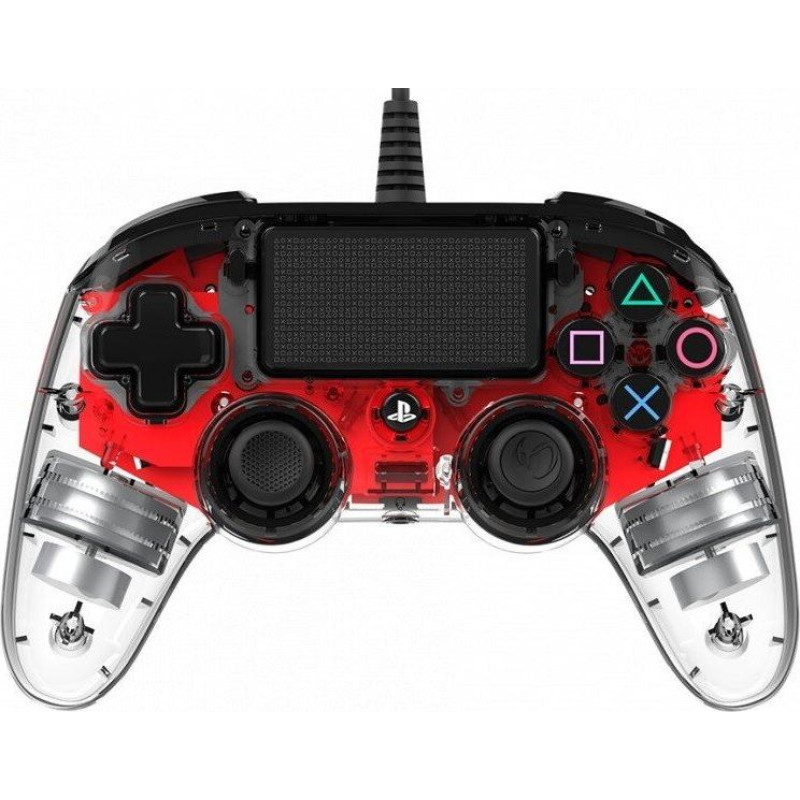 Nacon sarkanais caurspīdīgais vadu kontrolleris Compact PS4 saderīgs ar PC