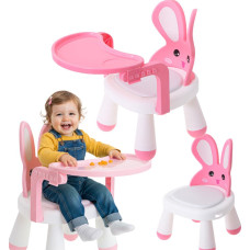 Barošanas un spēļu galda krēsls rozā krāsā