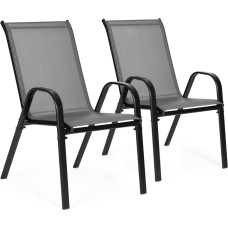 Multigarden Set of 2 Garden Chairs for Terrace or Balcony Grey MultiGarden