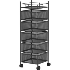 Virtuves ratiņi, 5 grozi, 4 riteņi, metāla rāmis, melns