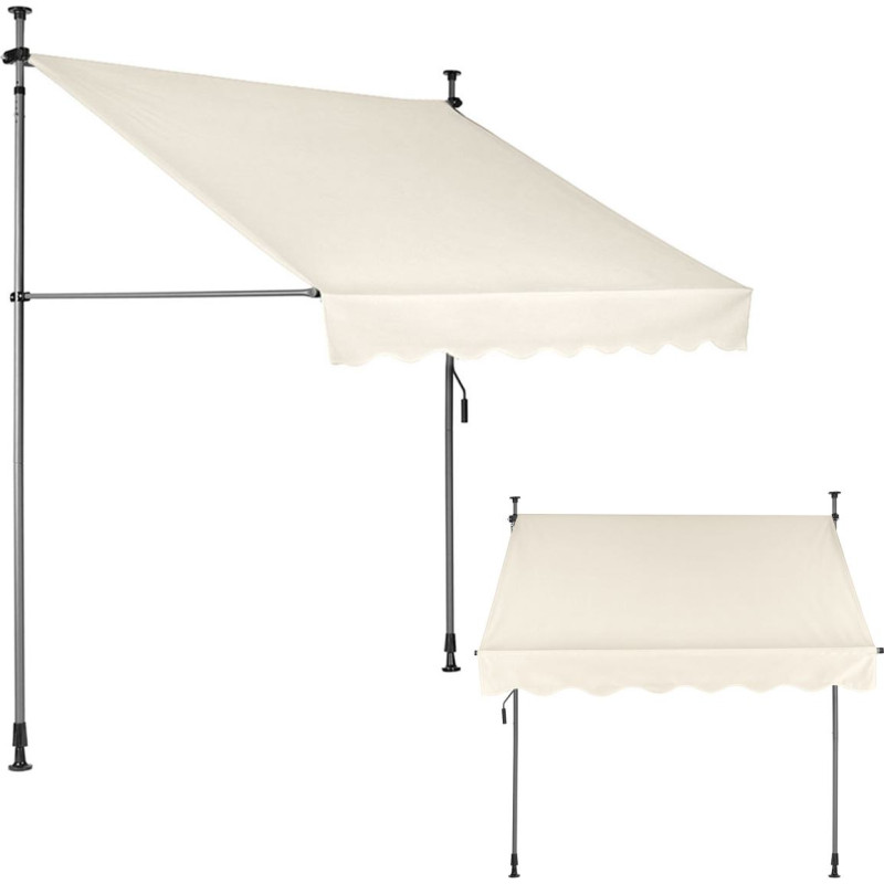 Multigarden Balcony Sunshade Awning with Height Adjustment, Waterproof with Hand Crank Beige MultiGarden