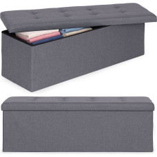 Modernhome Pufa pikowana 111x38 cm ze schowkiem tapicerowana ława skrzynia ciemnoszara ModernHome