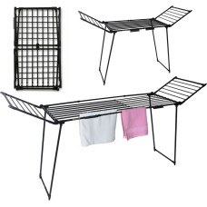 Longwell Industrial Ltd Clothes drying rack, standing, extendable, for balcony, 27 meters, black