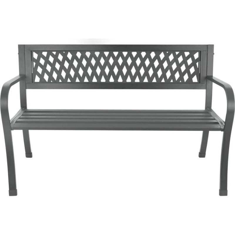 Longwell Industrial Ltd Ornamental garden bench with backrest, park bench for terrace and balcony, metal construction, graphite
